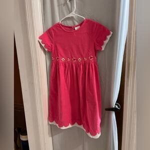 Hanna Andersson pink corduroy floral embroidered girls dress size 10